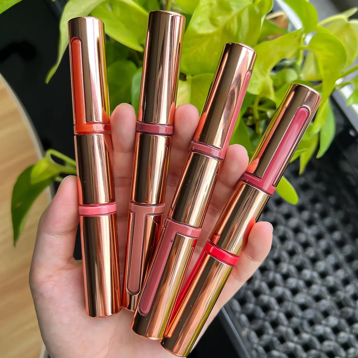 Double ended lip gloss 2 in 1 liquid lipstick